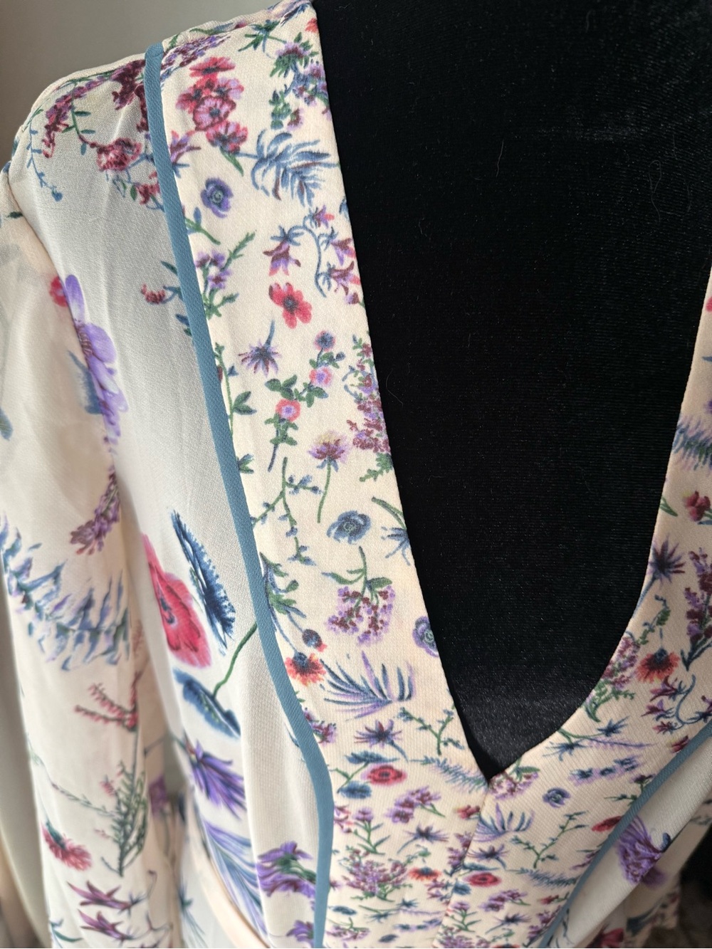 BCBGMaxAzria Floral Cream Maxi Dress with Purple & Pink Accents - Picture 3 of 4